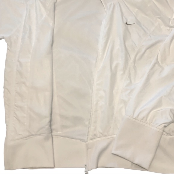 NIKE Lined Windbreaker High Neck White Sublimated Print Zip Bomber Jacket XL - Picture 9 of 16